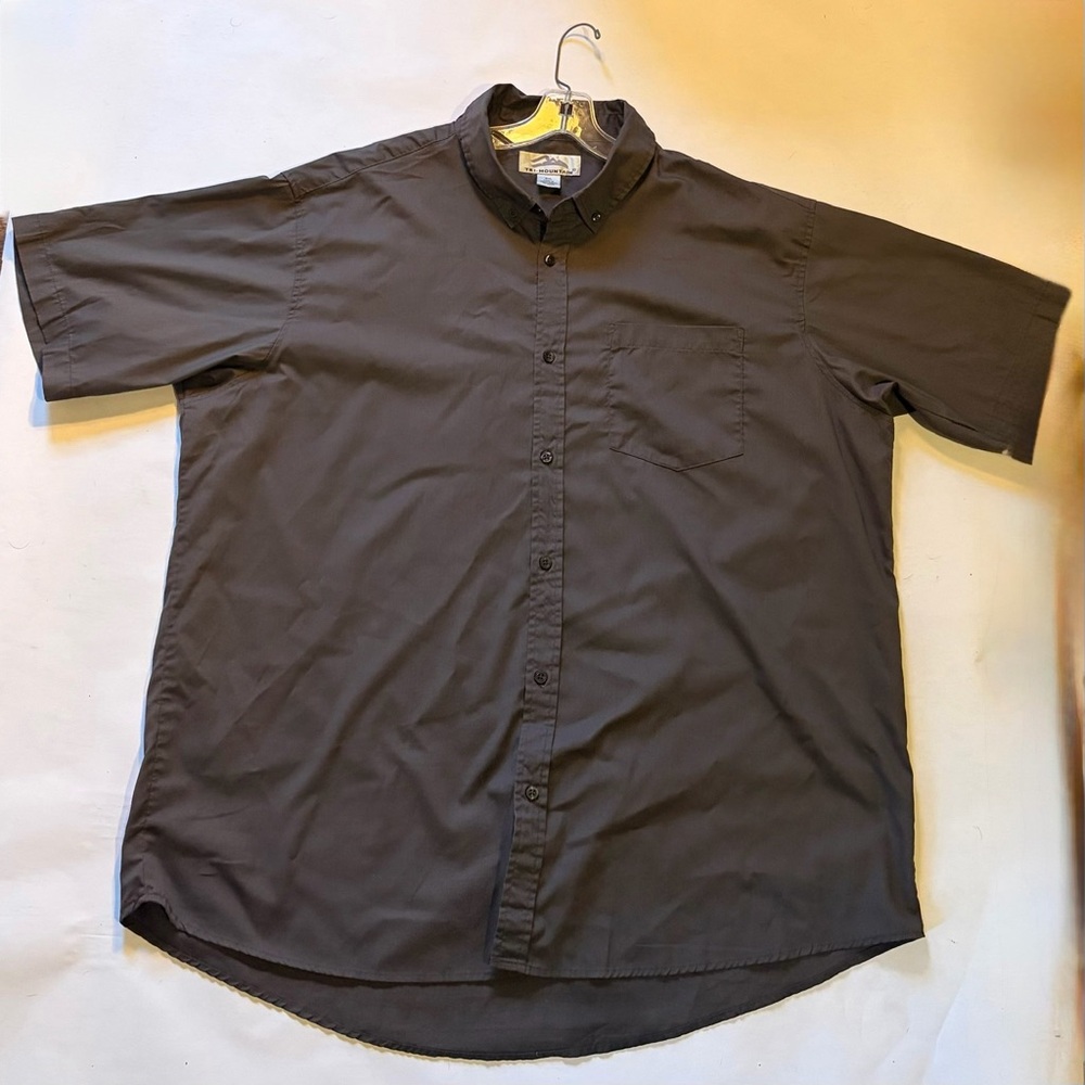 Tri-Mountain Cotton Blend Dark Gray Short-Sleeve Button Down Shirt Size 3XL EUC